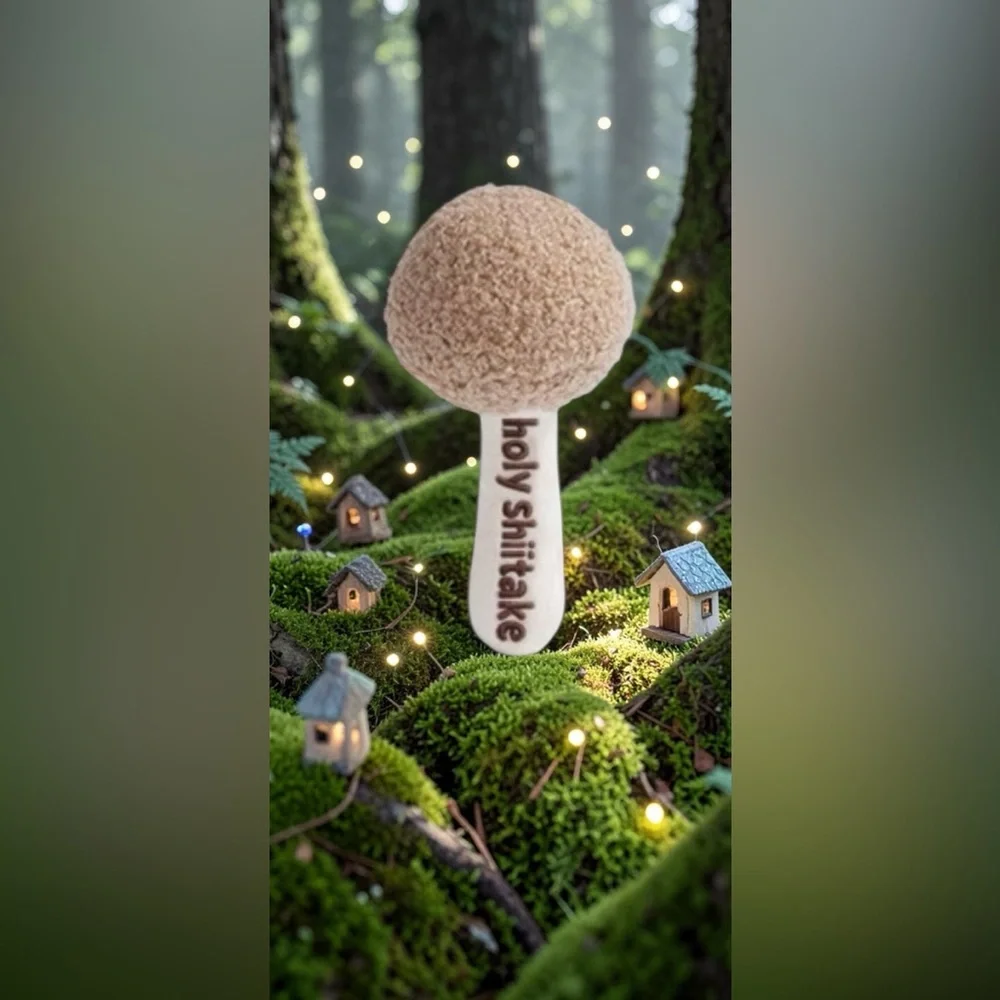 Mushroom Catnip Cat Toys, Catnip & Silvervine Chew Toy, Shiitake Mushroom 🍄‍🟫